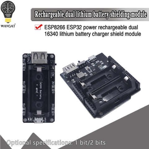 Fuente de alimentación ESP8266 ESP32, cargador de batería de litio Dual 16340 recargable, módulo de protección para Arduino UNO R3, Banco de energía de placa ► Foto 1/6