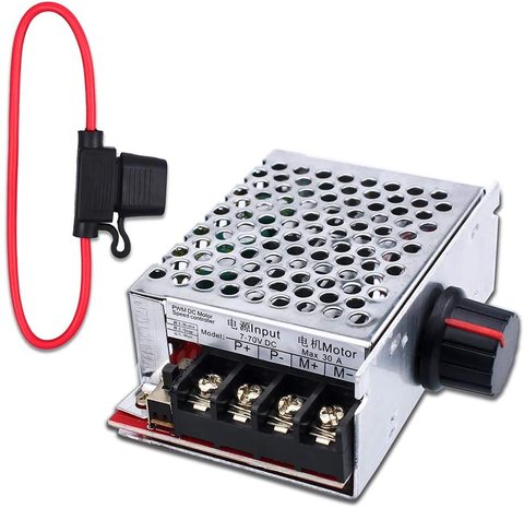 Interruptor de controlador de velocidad del Motor de CC PWM de 7-70V, 30A, 12V, 24V, 36V, 48V con fusible de 30 amperios ► Foto 1/6