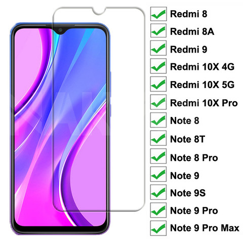 Protector de vidrio templado 9H para Xiaomi Redmi 9 8 8A 10X, Protector de pantalla de cristal, Redmi 10X Note 8 8T 9S 9 Pro Max, vidrio de seguridad ► Foto 1/6