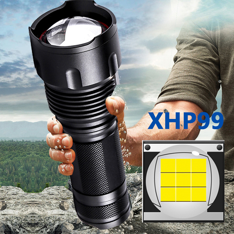 Xhp90.2 linterna LED de alta calidad de 9 núcleos 18650 26650 AA batería linterna XHP50 XM-L2 U3 T6 linterna de aleación de aluminio con zoom ► Foto 1/6