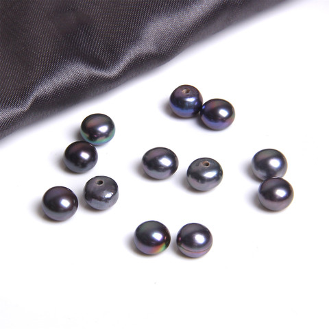 Perlas naturales de agua dulce AAA de 5,8mm, perlas semiredondas de medio agujero, perlas de pan de botón negro para pendientes, fabricación de joyas DIY ► Foto 1/6