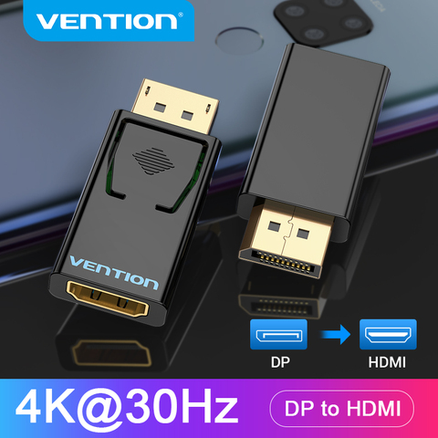 Vention-Puerto de pantalla a HDMI, Adaptador 4K macho DP a HDMI hembra, convertidor de Audio y vídeo para PC, portátil, proyector, DisplayPort a HDMI ► Foto 1/6