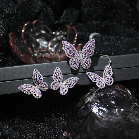 Pendientes de mariposa de cristal para mujer, accesorios japoneses y moda de Corea, regalo, elegantes pendientes de circonita ► Foto 1/6