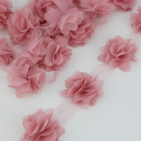 (24 unids/lote) tela de encaje de gasa pétalo Rosa decoración cintas de regalo amor artesanías 50mm de ancho ► Foto 1/6
