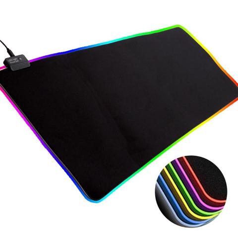 Alfombrilla para ratón con luz LED RGB, cubierta para teclado de escritorio, superficie de colores, antideslizante, varios tamaños, luminosa, para Gamer de ordenador y PC ► Foto 1/6