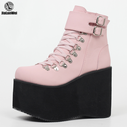 JIALUOWEI-Botas hasta el tobillo de tacón alto de 11cm para hombre y mujer, zapatos de Creepers góticos de moda Lolita Punk Unisex, Disfraces de Halloween, Steampunk, Size5-15 ► Foto 1/6