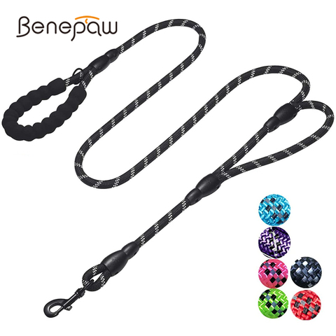 Benepaw-Correa de perro resistente para perros medianos y grandes, 2 asas acolchadas suaves, correa reflectante cómoda, cuerda fuerte de entrenamiento ► Foto 1/6