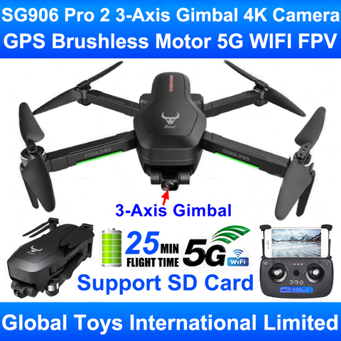 ZLRC-Motor sin escobillas Beast SG906 Pro 2, GPS, 5G, WIFI, FPV, cardán de 3 ejes, cámara profesional 4K, Dron RC, Quadcopter, soporte para tarjeta SD ► Foto 1/6