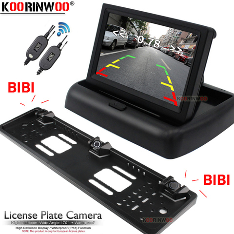 Koorinwoo-cámara de visión trasera Parkmaster con marco para matrícula, sensores de aparcamiento para coche 2 con Monitor LCD, sin Taladro ► Foto 1/6