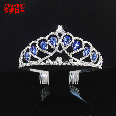 AINAMEISI-Tiaras y coronas nupciales de cristal para mujer, joyería de princesa, tocado para mujer, accesorios para el cabello de boda, 5 colores ► Foto 1/6