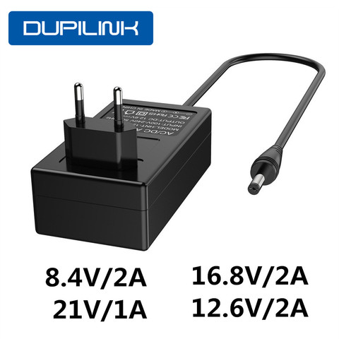 Cargador de batería de litio, adaptador de corriente de 8,4 V/16,8 V/21V, 12,6 V, CC, 5,5x2,1mm, 18650 polímero, enchufe europeo/estadounidense ► Foto 1/6