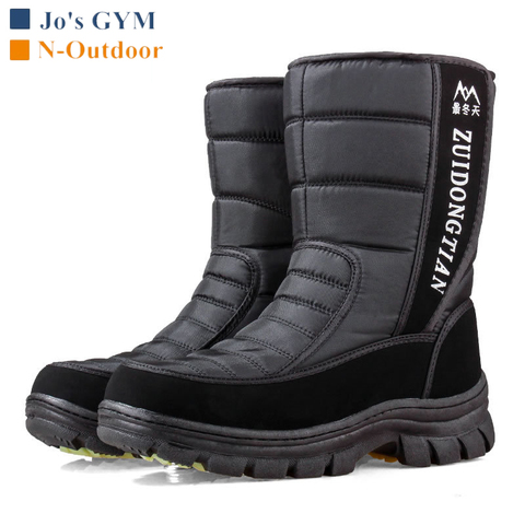 Botas de invierno para hombre, calzado grueso de felpa, para esquiar, senderismo, nieve, deportes de viaje, impermeable, plataforma antideslizante, zapatos de alta calidad ► Foto 1/6