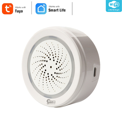 Sensor de alarma de humedad y temperatura NEO Coolcam, Wifi, sirena Tuya compatible con Echo, asistente de Google Home ► Foto 1/6