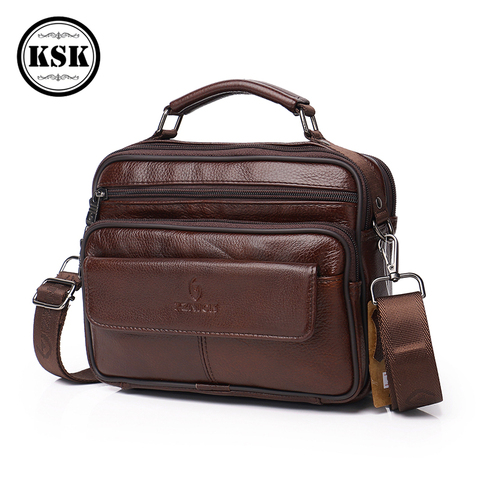 Bandolera para hombre, bolso de hombro, bolsos de cuero genuino, bolso de mano de lujo con solapa para hombre, KSK ► Foto 1/6