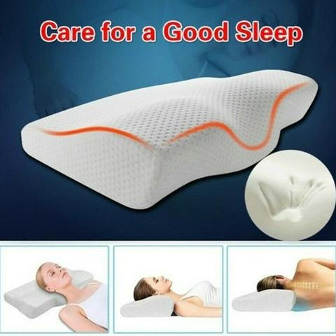 Almohada ortopédica de espuma viscoelástica para el dolor Cervical, cojín para el dolor de cuello y el estómago, funda blanca para dormir ► Foto 1/6