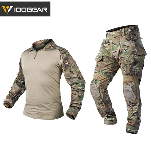 IDOGEAR-uniforme táctico BDU G3, camisa y pantalones de combate, rodilleras, actualización Ver Camo Airsoft, uniforme de combate militar ► Foto 1/6