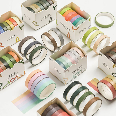 7 unids/lote Morandi puro serie de Color conjunto de cintas Washi cinta adhesiva decorativa DIY Scrapbooking etiqueta engomada cinta adhesiva ► Foto 1/5