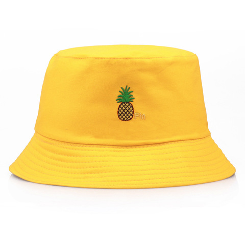 Sombrero de cubo plegable con estampado de piña para hombre y mujer, sombrero de sol de playa, gorro de pescador para exteriores ► Foto 1/6