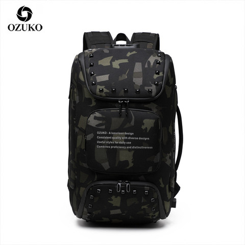 OZUKO-mochila de viaje para hombre, morral multifuncional con USB, antirrobo, impermeable, a la moda, para ordenador portátil de 15,6 pulgadas ► Foto 1/6