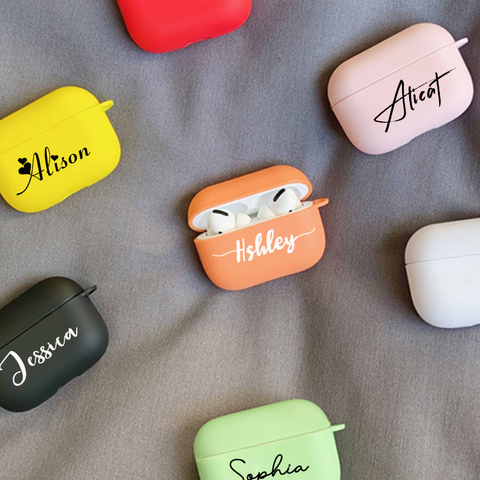 Funda personalizada de silicona suave para Apple Airpods 1, 2, 3 pro, bricolaje, colorida, con nombre, logotipo, imagen, texto personalizado ► Foto 1/5