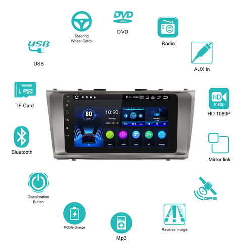 Navegador para Camry, reproductor Multimedia de Radio de coche, máquina todo en uno, 2 Din, Android, estéreo, receptor, pantalla ► Foto 1/6