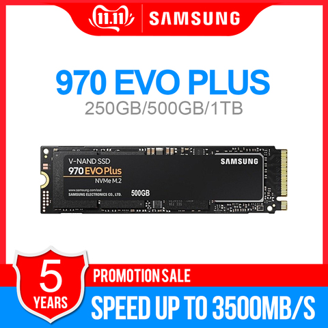 Samsung 970 EVO Plus de 500GB en SSD NVMe M.2 2280 SSD 500g M.2 interna de unidad de estado sólido de TLC SSD PCIe 3,0x4 NVMe portátil ► Foto 1/6