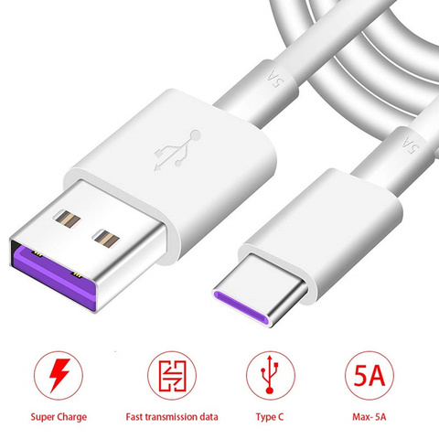 Cable USB tipo C de carga rápida 5A, Cable de carga rápida para Huawei P20 Lite P30 Pro P10 Honor 10 20 Mate 20 Lite ► Foto 1/6