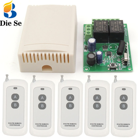 Sistema de Control remoto rf de 433Mhz, interruptor inalámbrico de gran alcance, CC de 24V, 2 canales, receptor de relé rf y transmisor para motor de puerta de garaje ► Foto 1/6