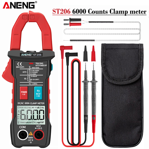 ANENG ST206 multimetro tester digital multimeter pinza amperimetrica de gancho dc polimetro herramientas electricista profesional medidor de fugas electricas ac/dc profesionales metro comprobador medidor de corriente ► Foto 1/6