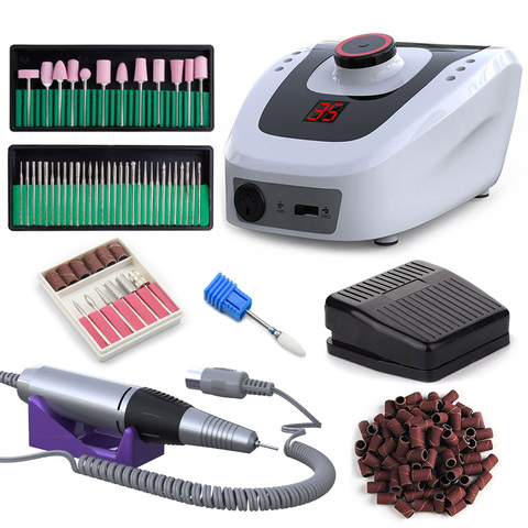 Juego de taladro eléctrico para uñas, 35000 RPM, 32W, máquina de manicura y pedicura, accesorios para uñas, juego de herramientas, lima de uñas ► Foto 1/6