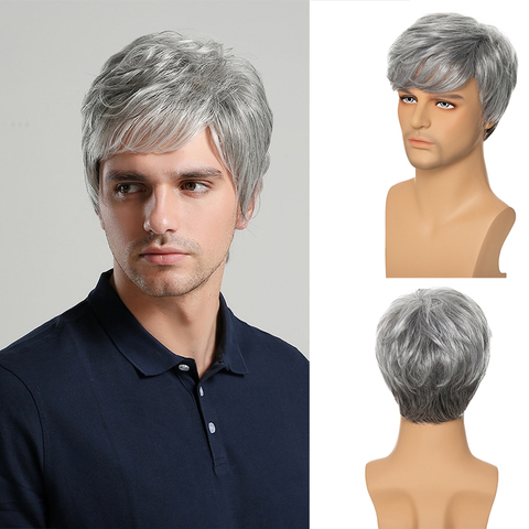 Peluca de cabello sintético para hombres jóvenes, pelo corto rizado en capas, color marrón, 4 colores disponibles, envío gratis ► Foto 1/6