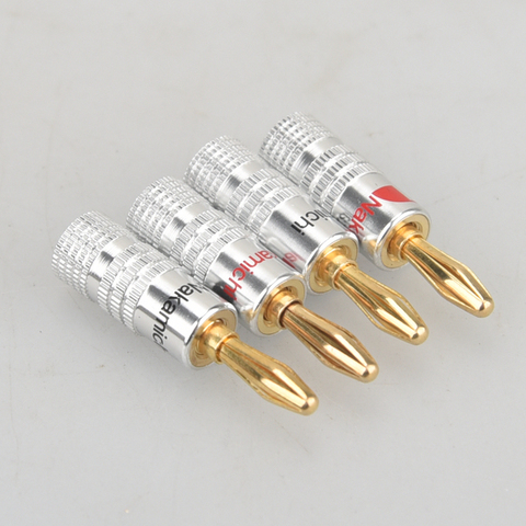 4 unids/set 4mm y 2mm de cobre puro conector de Banana chapado en oro conector de altavoz de Audio y vídeo adaptador de Cable Terminal de Kit de conectores ► Foto 1/4