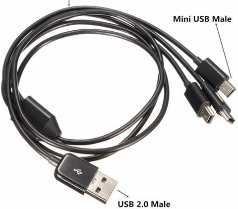 USB2.0 tipo macho A 3 Mini USB B macho 5 pin de carga de datos Cable de conector 480Mbp sincronización divisor de Cable de alimentación para teléfono de alta velocidad ► Foto 1/3