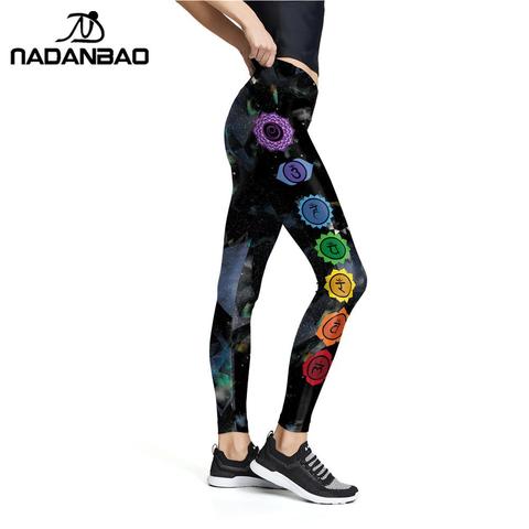 NADANBAO-Leggings con estampado geométrico de siete chakras para mujer, pantalones de cintura alta para Fitness, Mandala, Azteca, con flores redondas, talla XL, novedad ► Foto 1/4