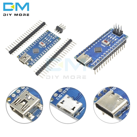 Mini USB/Micro USB/tipo-C adaptador CH340 Nano V3.0 ATMEGA328P-MU ATMEGA328 microcontrolador Placa de desarrollo de módulo para Arduino ► Foto 1/6