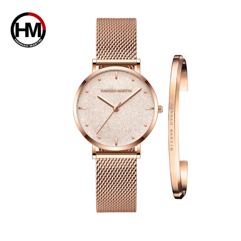 Dropship-Reloj de pulsera de cuarzo para mujer, diseño creativo japonés, resistente al agua, oro rosa, malla de acero inoxidable, 1 Juego ► Foto 1/6