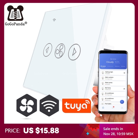 GoGoPanda nuevo regulador de ventilador estándar de la UE Wifi App Control Touch Switch Smart Automation interruptor impermeable 220V eWelink o Tuya ► Foto 1/6