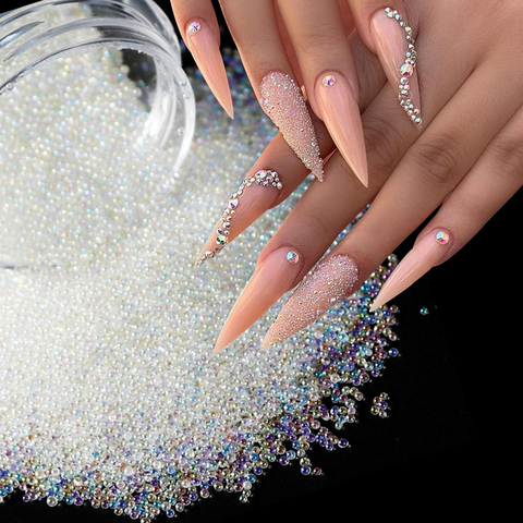 Perlas de Caviar de cristal pequeños diamantes de imitación para manicura bolas de vidrio Micro Bead para decoraciones para uña DIY encantos accesorios arte de uñas ► Foto 1/6