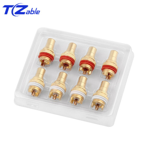 8 Uds 4 Color RCA conector Jack rodio/de cobre chapado en oro tapones de Audio conector hembra RCA chasis CMC de Audio/Adaptador de vídeo ► Foto 1/6