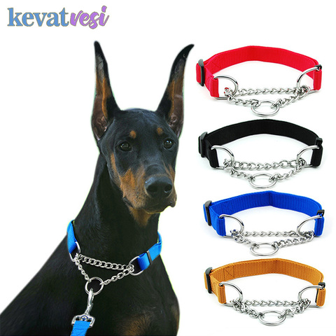 Collar de Metal con cadena para perro, cadena ajustable colorida, resistente, Collar de perro para exterior, para entrenamiento de perros grandes, accesorios para mascotas ► Foto 1/6