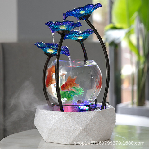 Tanque de peces dorado de cristal para sala de estar, decoración pequeña creativa para el hogar, TV, escritorio, fuente de cerámica, accesorios de decoración para el hogar, Moder ► Foto 1/5