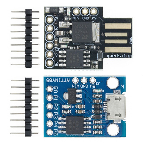 Placa de desarrollo Micro, TINY85 Digispark Kickstarter, módulo ATTINY85 para Arduino IIC I2C USB, color azul y negro ► Foto 1/6