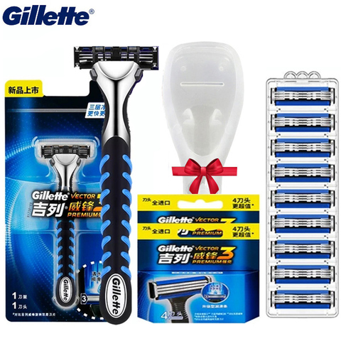 Gillette Vector3-cuchillas de afeitar de repuesto, afeitadora prémium de 3 capas con aletas de protección, afeitadora ► Foto 1/6