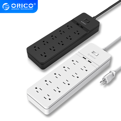 ORICO nos tomacorriente enchufe eléctrico de potencia de 8AC de 2 puertos USB de la Oficina para el hogar, supresor de picos de tensión ► Foto 1/6