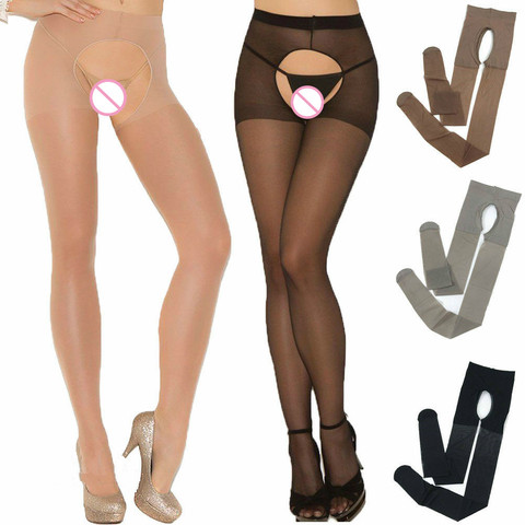 Sexy mujeres, lencería abierto pantimedias con entrepierna para Mujer Collants conveniente Crotchless seda transparente Medias calcetín De Mujer ► Foto 1/6