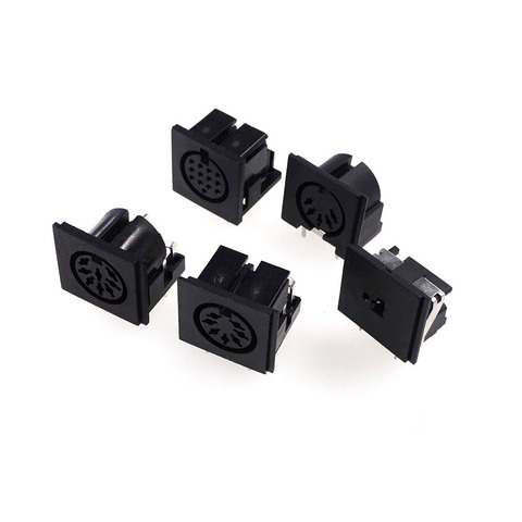 Conector hembra Din para soldar, 2 uds., 2, 3, 4, 5, 6, 7, 8, 9 pines, conector Circular, ángulo recto, PCB ► Foto 1/6