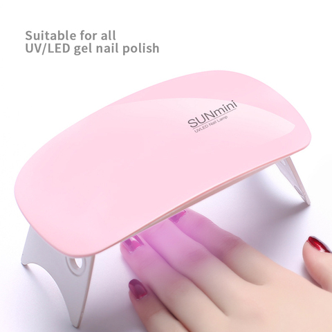 Mini secador de uñas con interfaz usb portátil, lámpara de 6w uñas, lámpara uv LED blanca y Rosa, muy conveniente para uso doméstico ► Foto 1/6