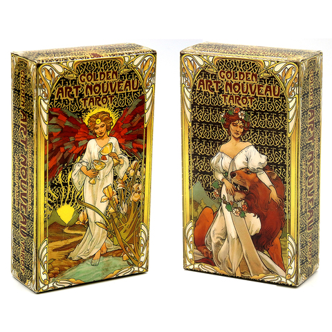 Cubierta de Tarot Art Nouveau dorado, 78 tarjetas con guía, tarjetas de adivinación oculta, juegos de libros para principiantes, caja mayor y menor ► Foto 1/6