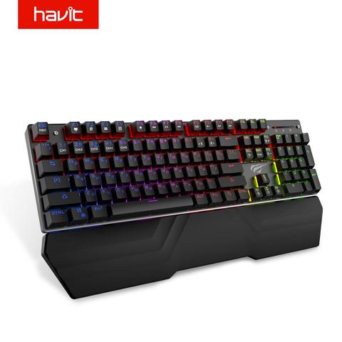 HAVIT-Teclado mecánico de 87/104 teclas, conmutador azul o rojo, para Gaming, para Tablet, escritorio, rusa pegatina/estadounidense ► Foto 1/6