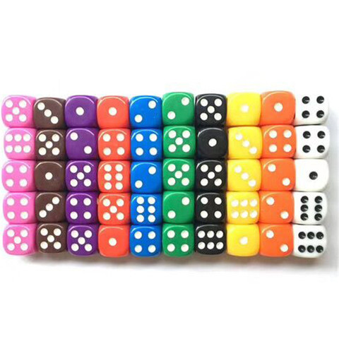 Juego de dados de alta calidad, 16mm, seis lados, multicolor, D6, dado opaco, para Bar, Pub, Club, fiesta, juego de mesa, 10 Uds. ► Foto 1/6